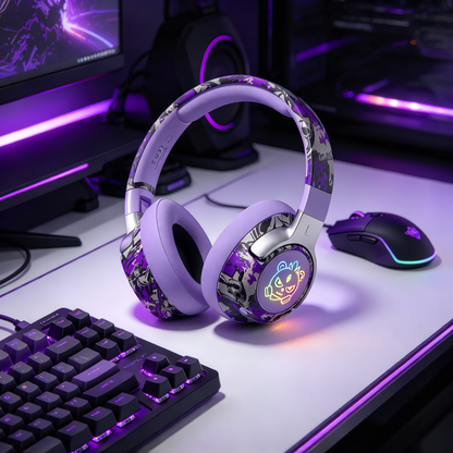 🎧 Gaming Headset | ABS Material | Gaming & Streaming | Gamers Gift | RGB Graphic Design