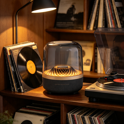 🔊 Bluetooth Speaker | Glass Dome | Home Gifts | Golden Ambient Glow