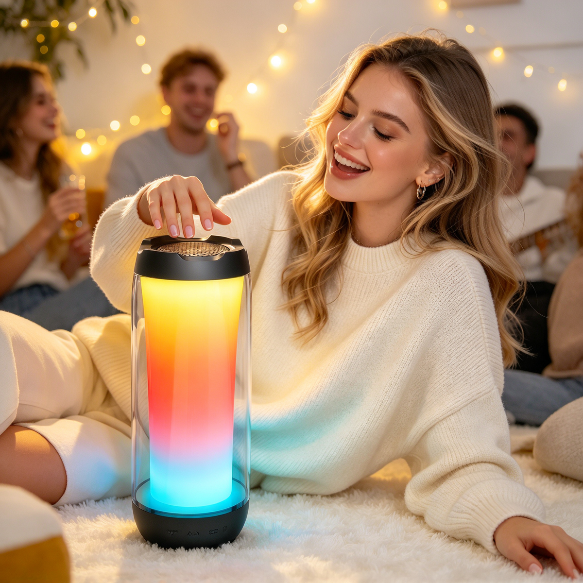 🌈 Bluetooth Speaker | Modern Mesh Design | Music Lovers | Vibrant LED Glow