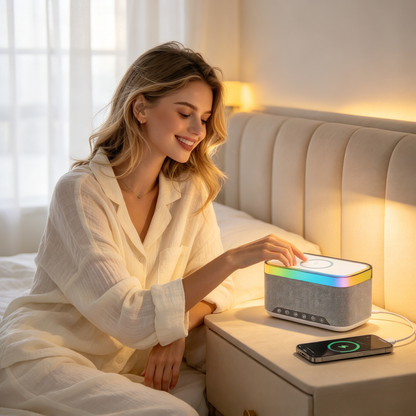 🌈 Smart Speaker | Mesh Fabric | Bedside Gift | Colorful LED Glow