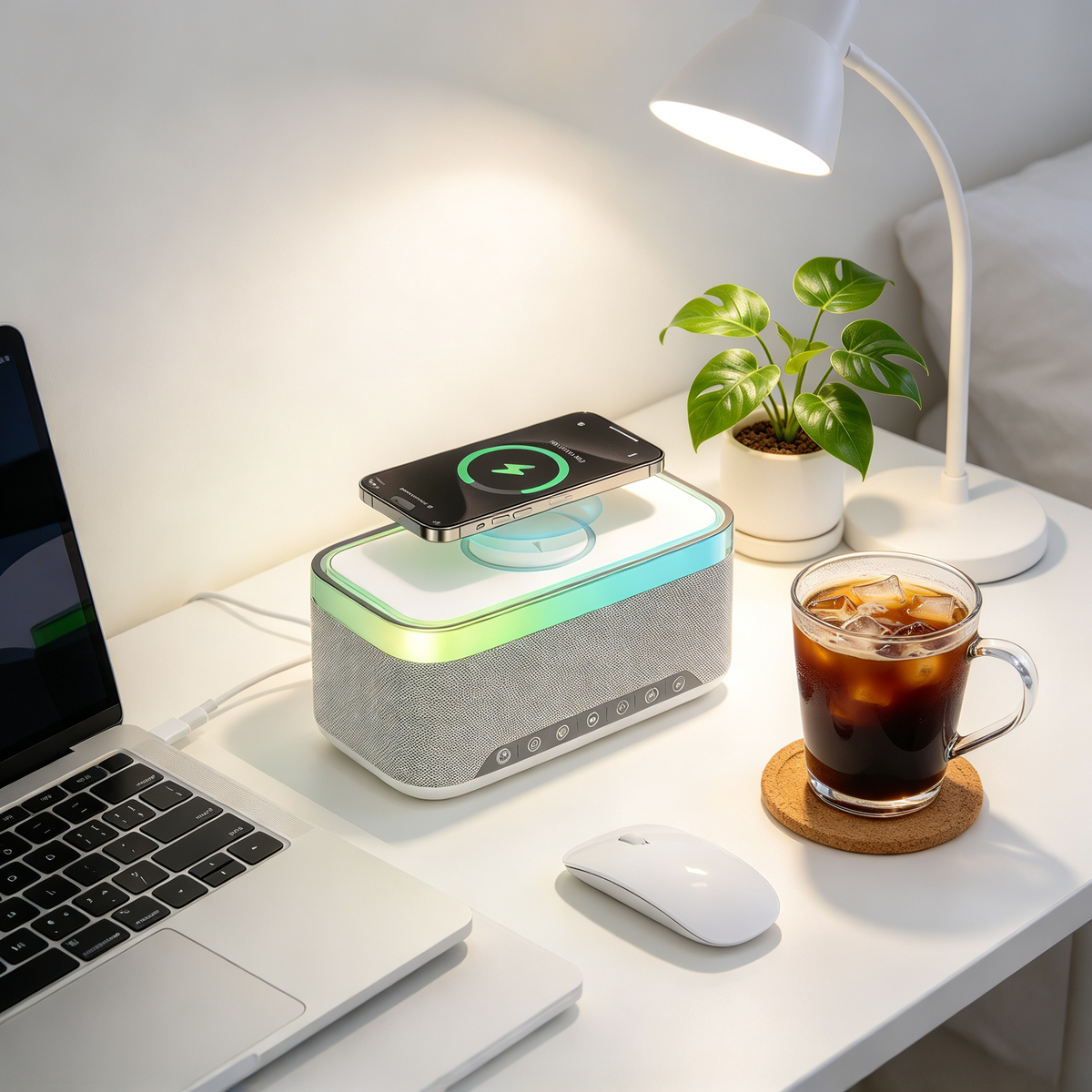 🌈 Smart Speaker | Mesh Fabric | Bedside Gift | Colorful LED Glow