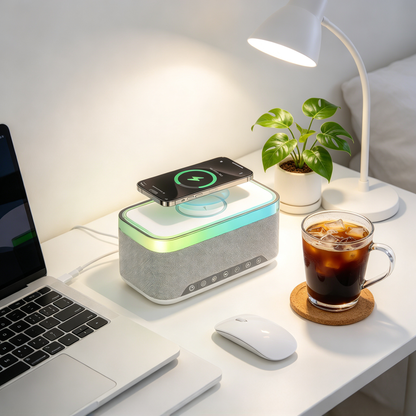 🌈 Smart Speaker | Mesh Fabric | Bedside Gift | Colorful LED Glow