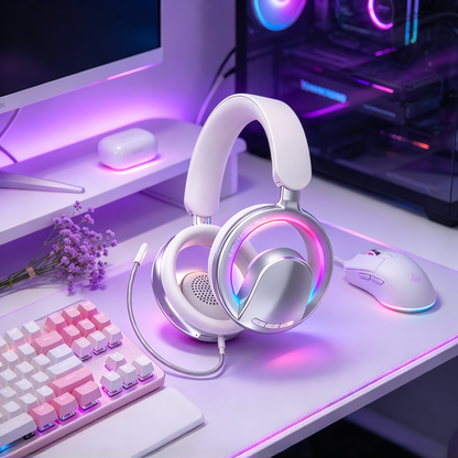 🎮 Gaming Headset | Metallic Finish | Gamer Gift | Vibrant RGB Lighting