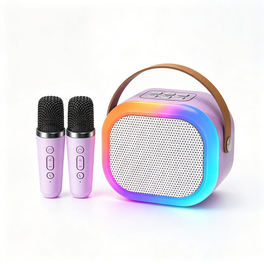 🎤 Karaoke Speaker | Metallic Mesh | Party Gifts | Colorful LED Glow