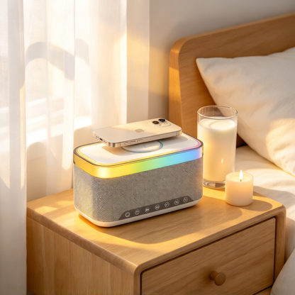 🌈 Smart Speaker | Mesh Fabric | Bedside Gift | Colorful LED Glow