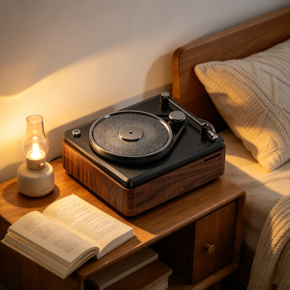 🎵 Retro Bluetooth Speaker | Wood-Look Finish | Music Lovers | Vintage Turntable Charm