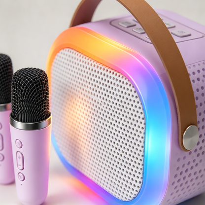 🎤 Karaoke Speaker | Metallic Mesh | Party Gifts | Colorful LED Glow