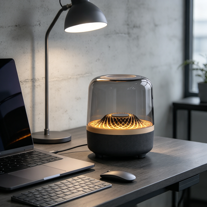 🔊 Bluetooth Speaker | Glass Dome | Home Gifts | Golden Ambient Glow