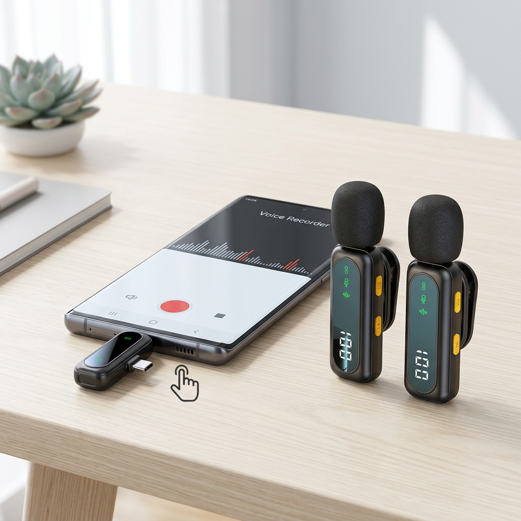 🎙️Magnetic Wireless Lavalier Microphone | Dual Clip-On Mic with Digital Display